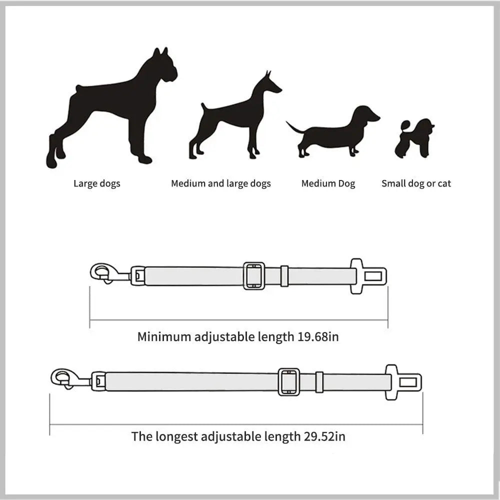 🐶 Ceinture de sécurité réglable pour chien et chat – Voiture (harnais sécurisé)